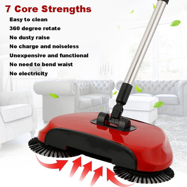 2 in 1 Manual Sweeper Vacuum Cordless Floor Cleaner