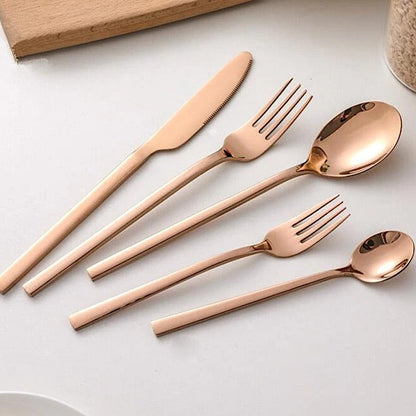 24 Piece Stainless Steel Cutlery Set Fork Knife Spoon Teaspoon Flatware Set for 6 People