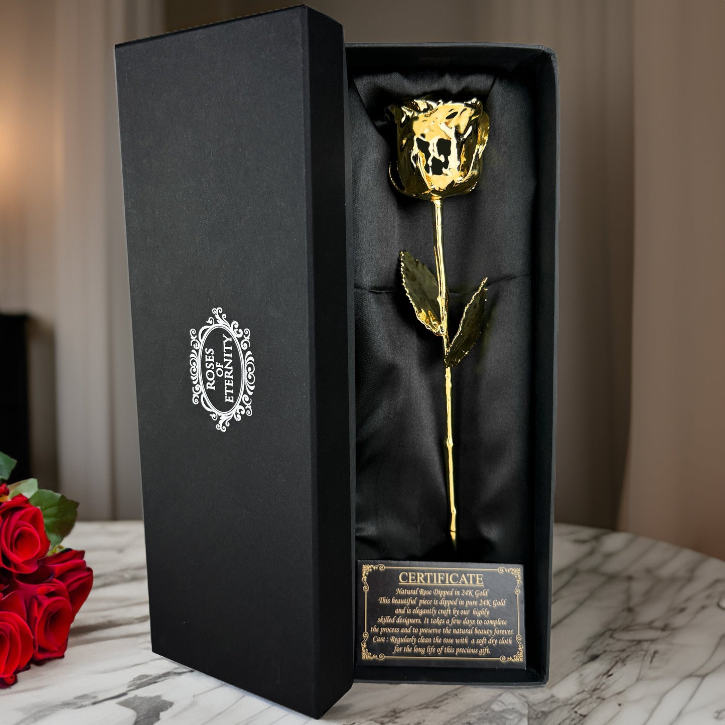 24K Gold Dipped Real Rose Preserved Luxury Love Gift