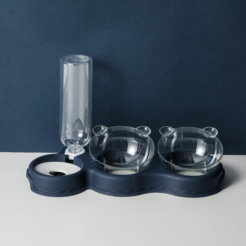 3 In 1 Cat Feeder Station Automatic Water Dispenser Double Bowls