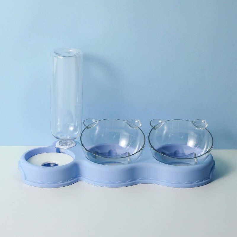 3 In 1 Cat Feeder Station Automatic Water Dispenser Double Bowls