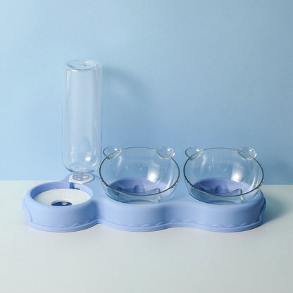 3 In 1 Cat Feeder Station Automatic Water Dispenser Double Bowls