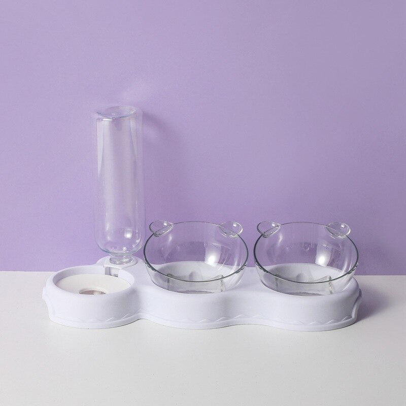 3 In 1 Cat Feeder Station Automatic Water Dispenser Double Bowls