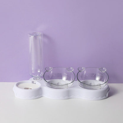 3 In 1 Cat Feeder Station Automatic Water Dispenser Double Bowls