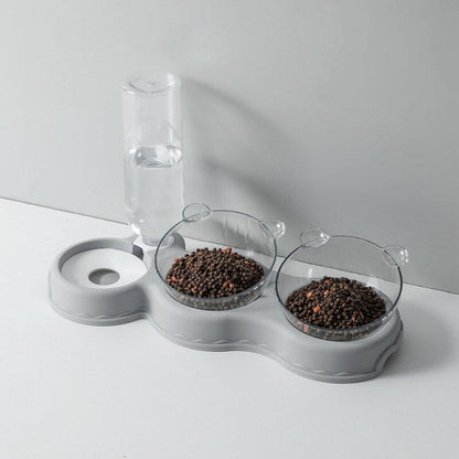 3 In 1 Cat Feeder Station Automatic Water Dispenser Double Bowls