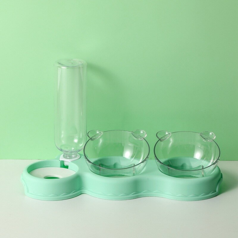 3 In 1 Cat Feeder Station Automatic Water Dispenser Double Bowls