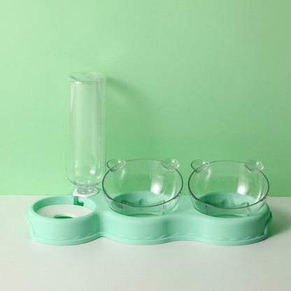 3 In 1 Cat Feeder Station Automatic Water Dispenser Double Bowls