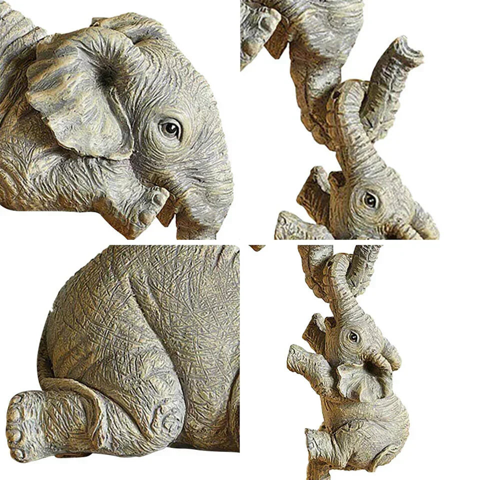 3 Pcs Mother And Baby Decorative Elephant Statue Home Accent Figurine