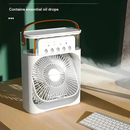 3-in-1 Portable Air Cooler Fan with 7-Colour LED Light for Home, Office and Outdoor Use