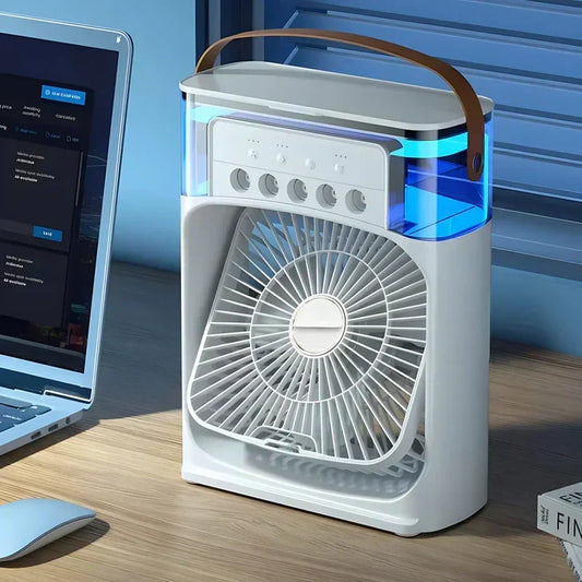3-in-1 Portable Air Cooler Fan with 7-Colour LED Light for Home, Office and Outdoor Use