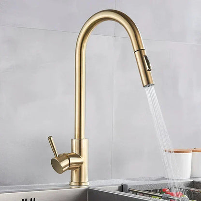 360° Rotating Kitchen Faucet with Touch Sensor – Dual Water Mode Smart Sink Tap