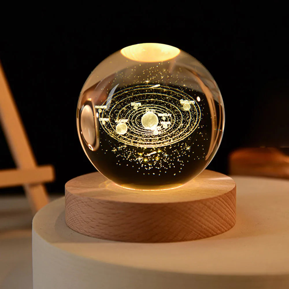 3D Solar System Globe Night Light LED Planet Lamp Decorative Space Table Lamp