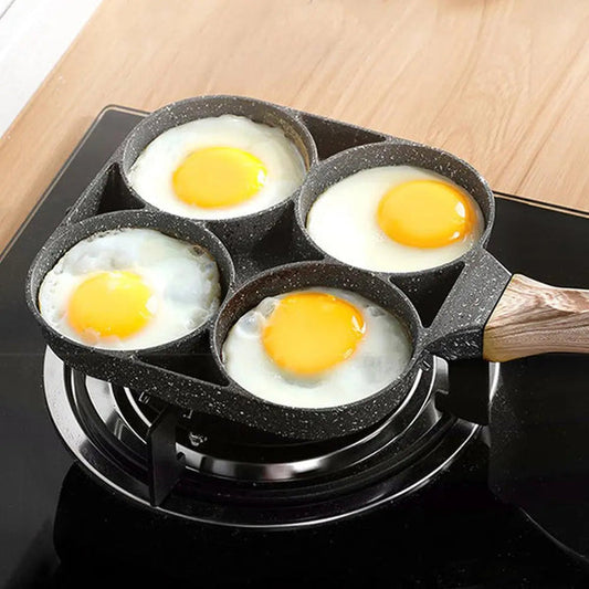 4 Section Nonstick Frying Pan Breakfast Skillet Multi Compartment Egg Pancake Cooking Pan