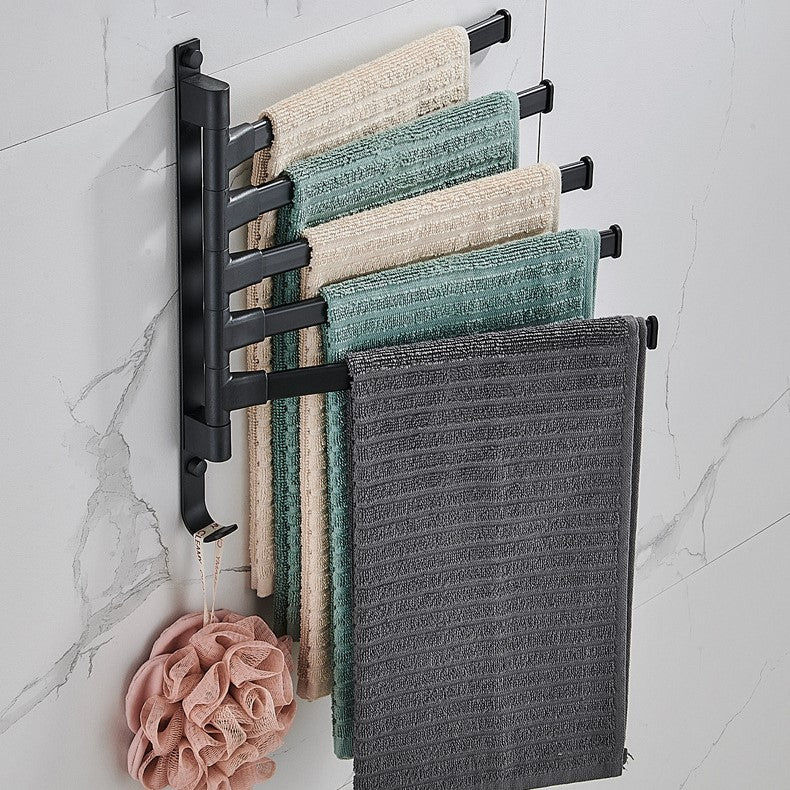 5 Arm Swivel Towel Rack Wall Mounted Bathroom Towel Holder Organizer