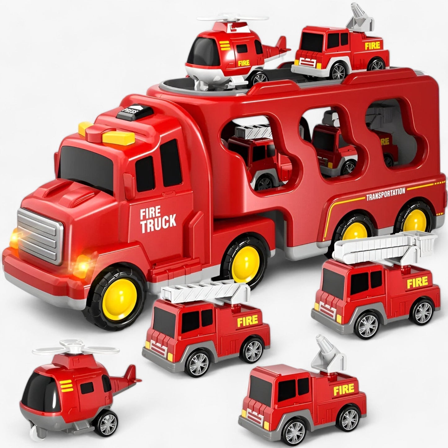 5 in 1 City Transport Truck Toy with Lights and Sounds for Kids
