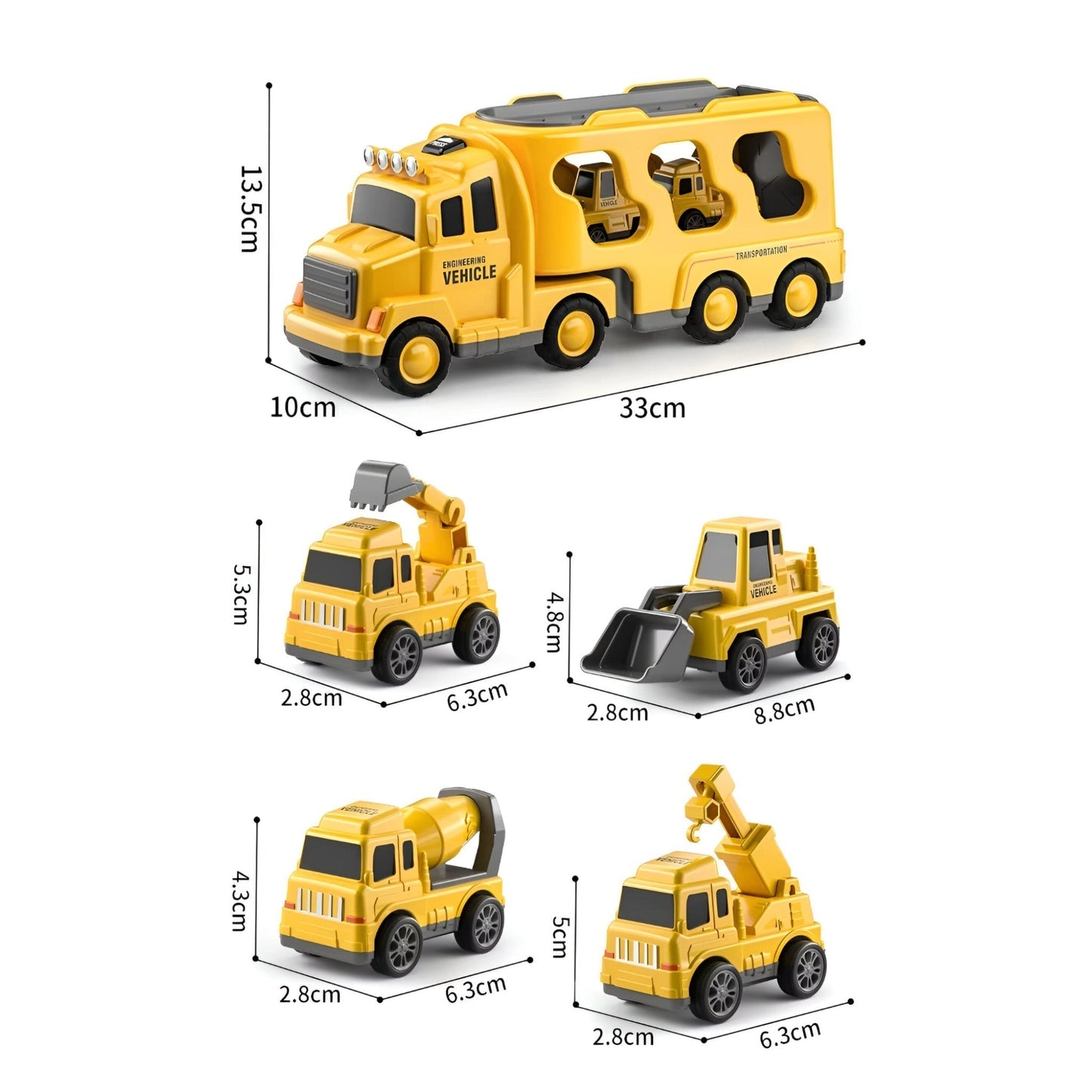 5 in 1 City Transport Truck Toy with Lights and Sounds for Kids