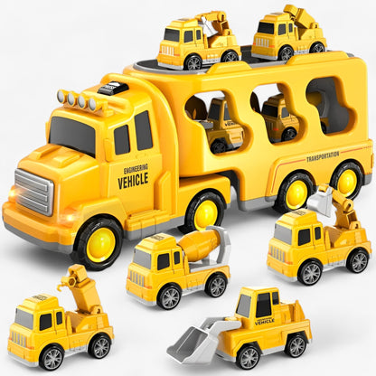 5 in 1 City Transport Truck Toy with Lights and Sounds for Kids