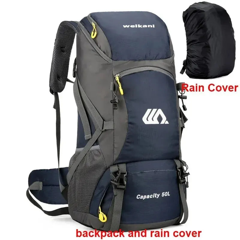 50L Waterproof Nylon Backpack – Large Capacity Camping and Hiking Rucksack