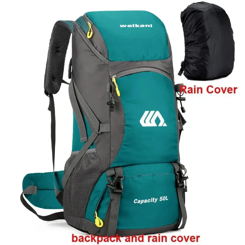 50L Waterproof Nylon Backpack – Large Capacity Camping and Hiking Rucksack