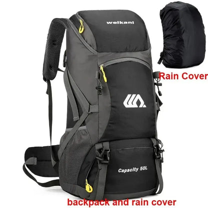50L Waterproof Nylon Backpack – Large Capacity Camping and Hiking Rucksack