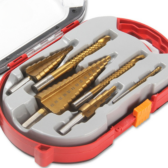 6 Piece Drill Bit Set with Twist Drill Bits and Step Drill Bits with Storage Case Metal Wood Plastic DIY