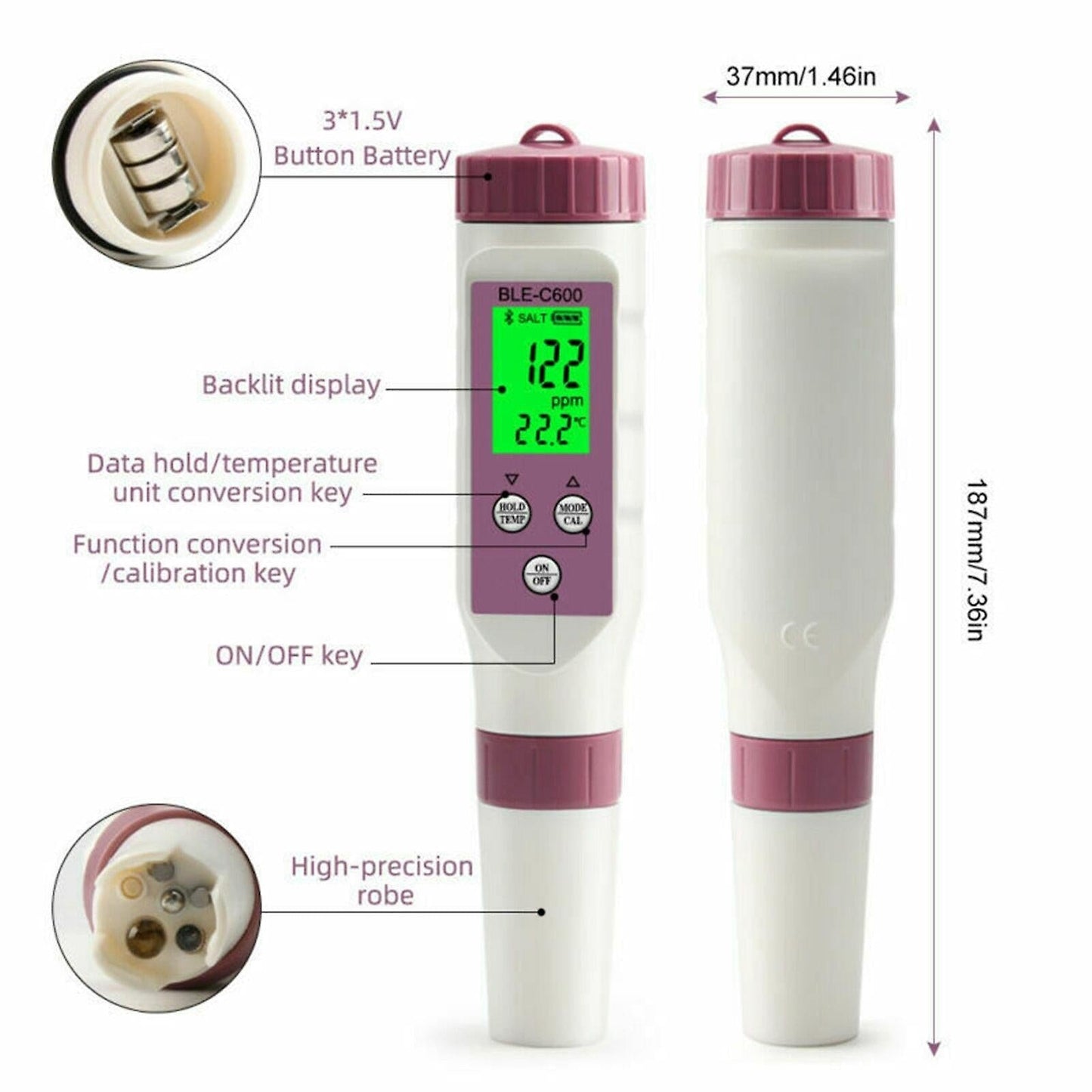 7 in 1 Smart Water Quality Tester Pool Spa Digital Monitor