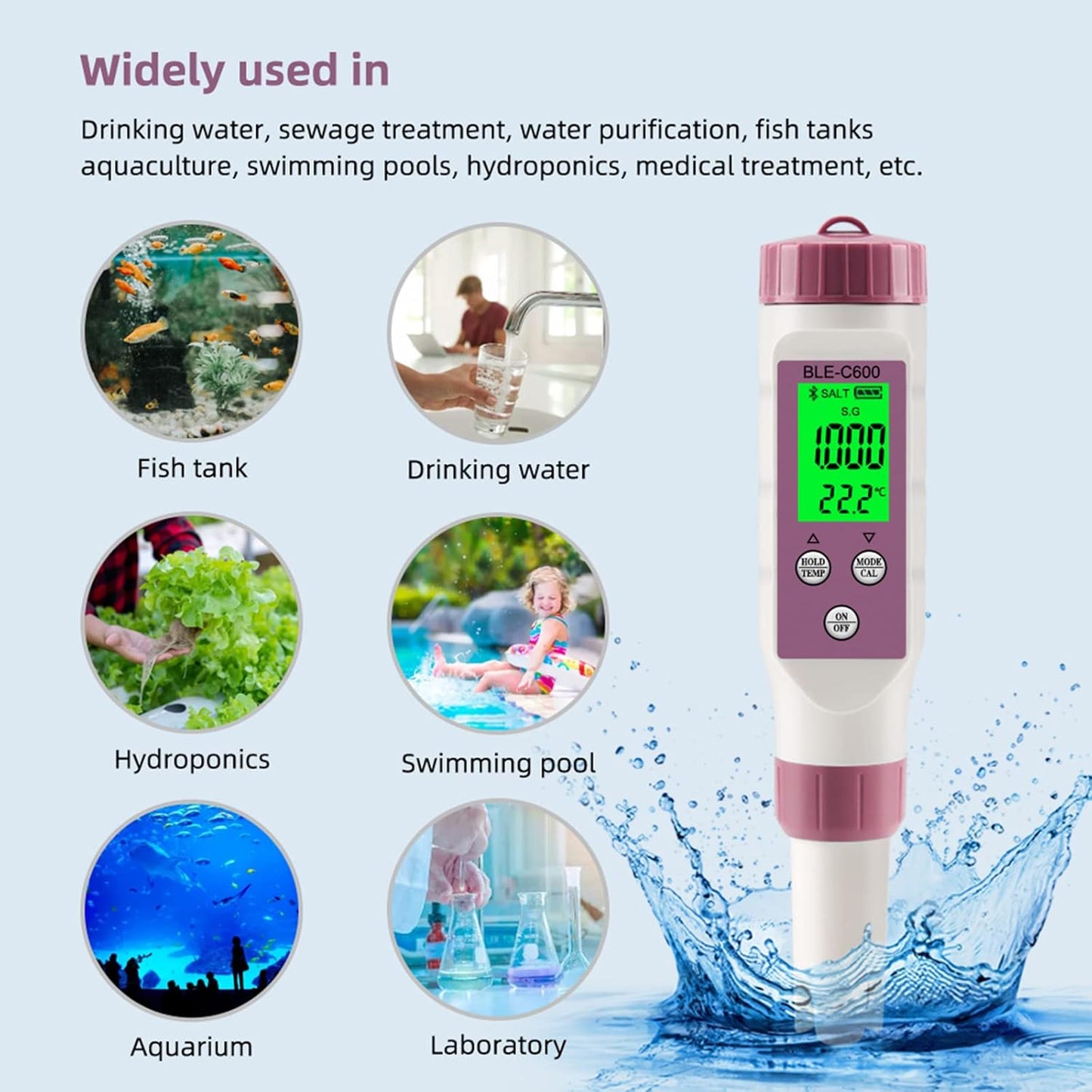 7 in 1 Smart Water Quality Tester Pool Spa Digital Monitor