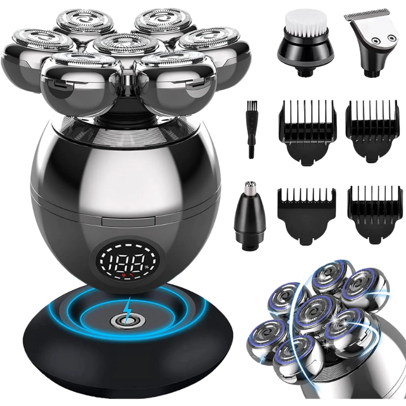 7D Electric Shaver Floating Head Waterproof Rechargeable Razor Charging Dock