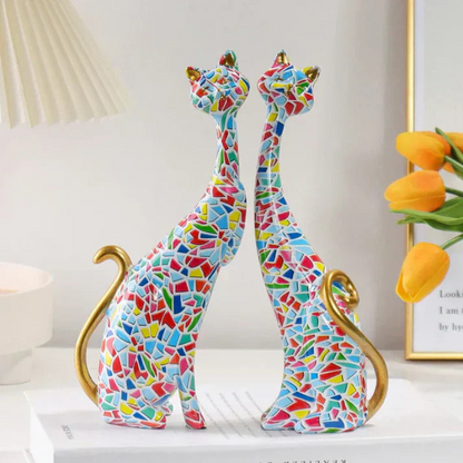 Abstract Cat Sculpture Modern Minimalist Cat Figurine Decorative Home Office Art Statue