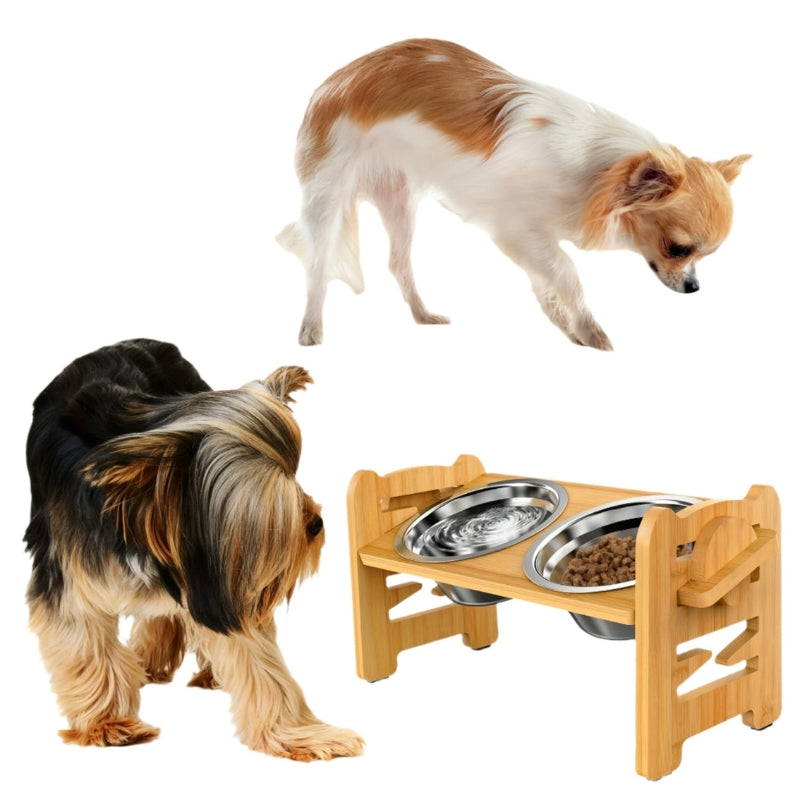 Adjustable Elevated Dog Bowl Stand Non Slip Raised Pet Feeder with Double Bowls
