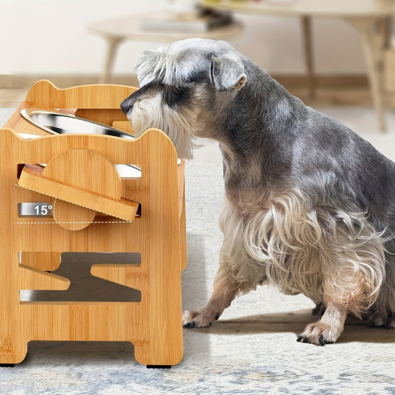 Adjustable Elevated Dog Bowl Stand Non Slip Raised Pet Feeder with Double Bowls