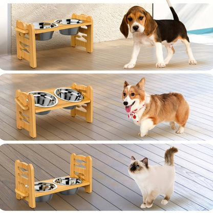 Adjustable Elevated Dog Bowl Stand Non Slip Raised Pet Feeder with Double Bowls