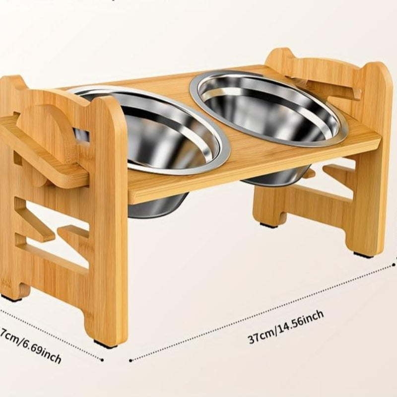 Adjustable Elevated Dog Bowl Stand Non Slip Raised Pet Feeder with Double Bowls