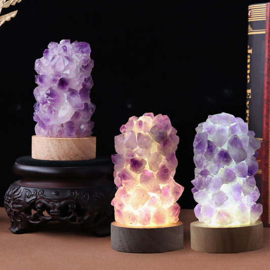 Amethyst Crystal Lamp with Calming Light – Natural Healing Stone LED Table Lamp for Home & Bedroom