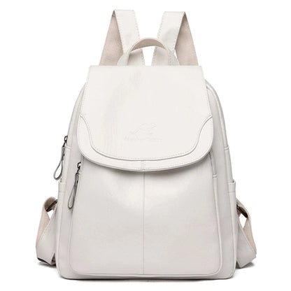 Anti-Theft Leather Backpack Women's Secure Stylish Travel City Daypack