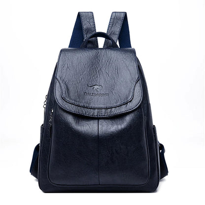 Anti-Theft Leather Backpack Women's Secure Stylish Travel City Daypack