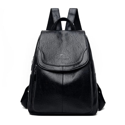 Anti-Theft Leather Backpack Women's Secure Stylish Travel City Daypack