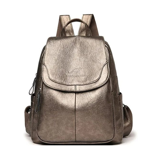 Anti-Theft Leather Backpack Women's Secure Stylish Travel City Daypack