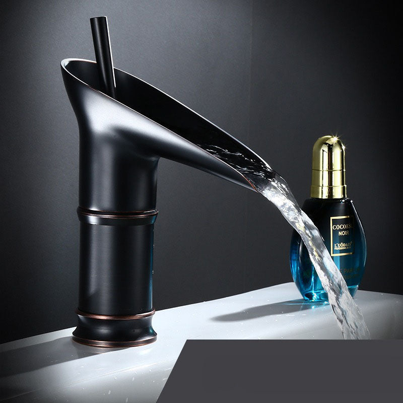 Antique Waterfall Bathroom Sink Faucet Solid Brass Single Handle Mixer Tap