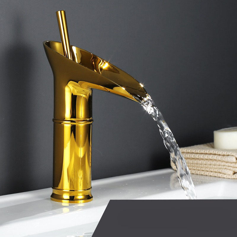 Antique Waterfall Bathroom Sink Faucet Solid Brass Single Handle Mixer Tap