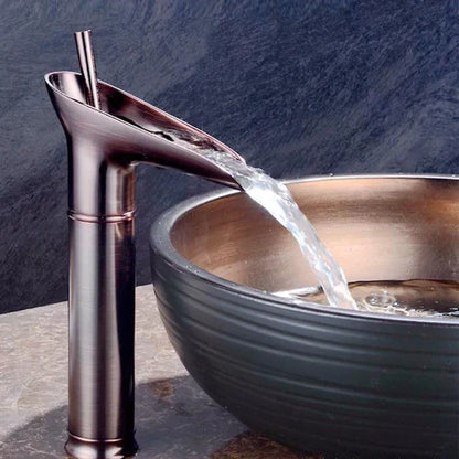 Antique Waterfall Bathroom Sink Faucet Solid Brass Single Handle Mixer Tap