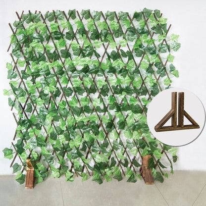 Artificial Leaf Privacy Fence Screen Expandable Garden Trellis Wall with Decorative Foliage