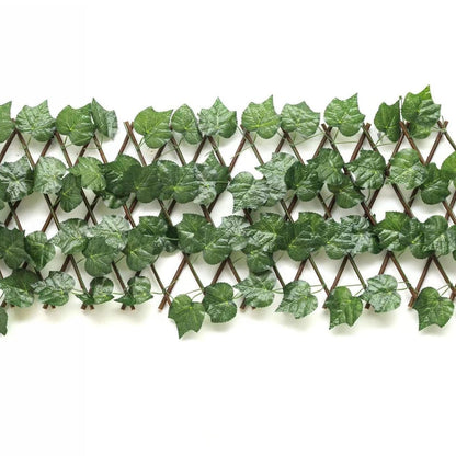 Artificial Leaf Privacy Fence Screen Expandable Garden Trellis Wall with Decorative Foliage