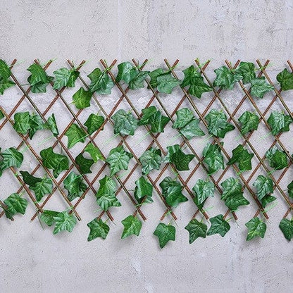 Artificial Leaf Privacy Fence Screen Expandable Garden Trellis Wall with Decorative Foliage