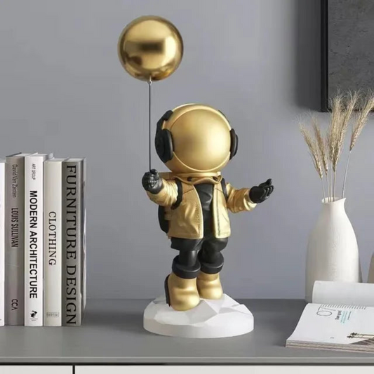 Astronaut Balloon Figurine Space Decor Cute Space Explorer Statue Kids Room Shelf Decoration