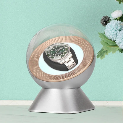 Automatic Watch Winder LED Display Case Quiet Motor Continuous Rotation Transparent Cover