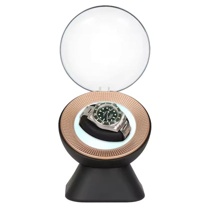 Automatic Watch Winder LED Display Case Quiet Motor Continuous Rotation Transparent Cover