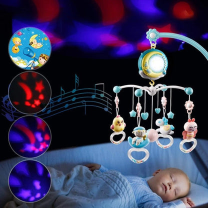 Baby Crib Mobile with Hanging Toys Music Night Light Remote Control