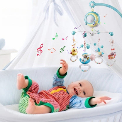 Baby Crib Mobile with Hanging Toys Music Night Light Remote Control