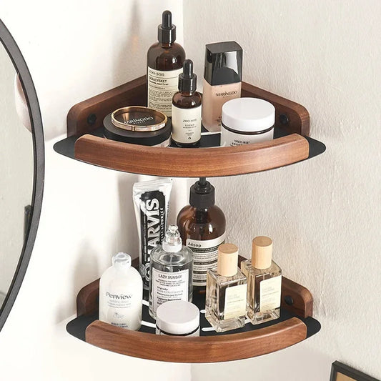 Bathroom Storage Shelves Natural Wooden Wall Shelves for Stylish Organisation